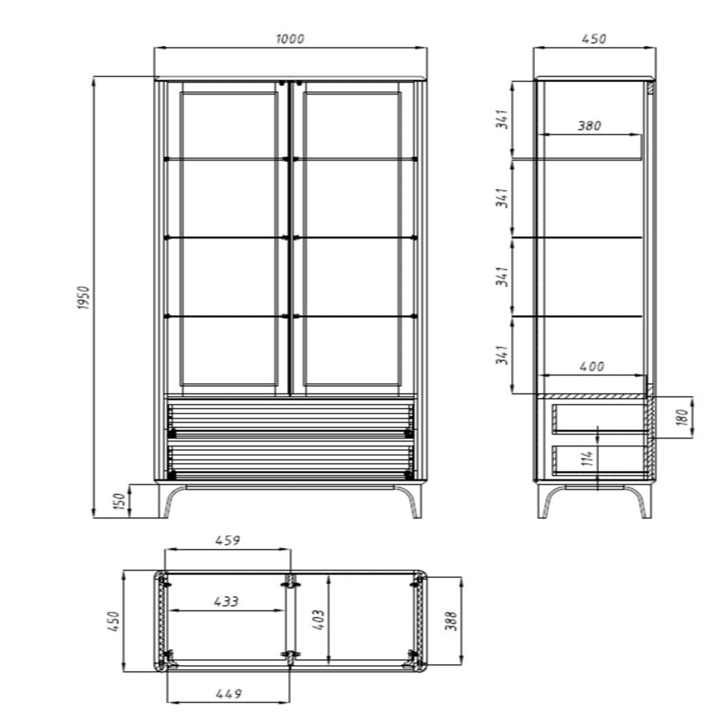Vitrina de madera maciza roble sostenible Oxford 2
